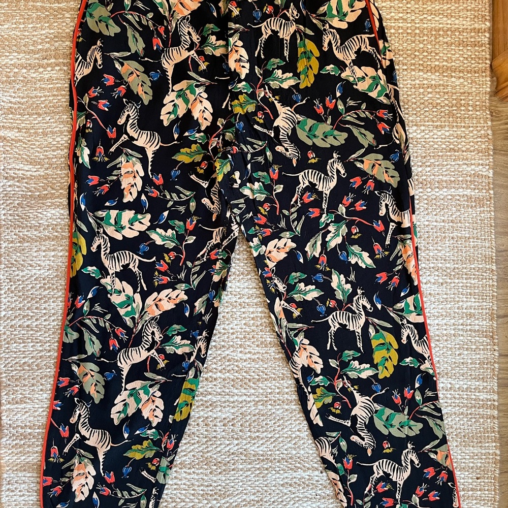 Zara Black and Green Jungle Print Pants